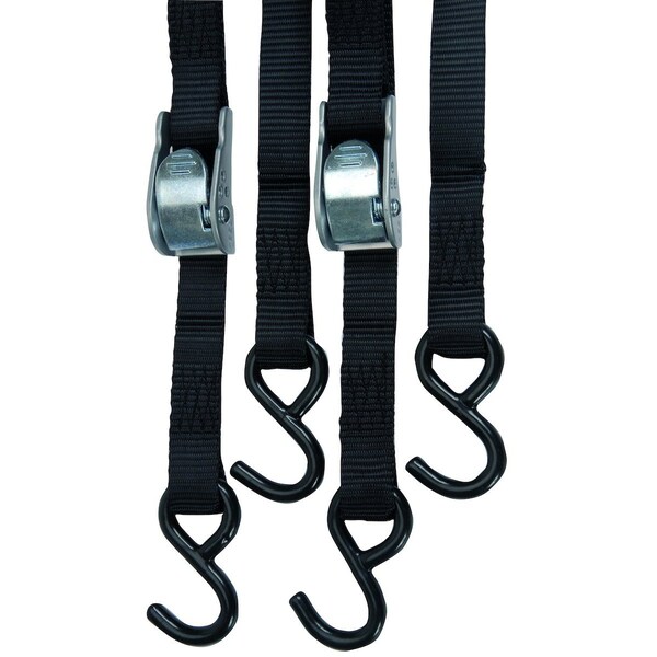 PRO GRIP Cambuckle, 8' x 1", w/ Hooks, Black, Aero Design (2 per pack) 3.36" x4.96" x13"